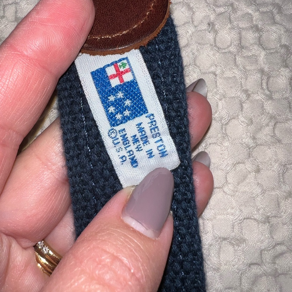 Preston Nautical Code Flag Belt Navy Blue Canvas Premium Leather Made in USA - Picture 4 of 5